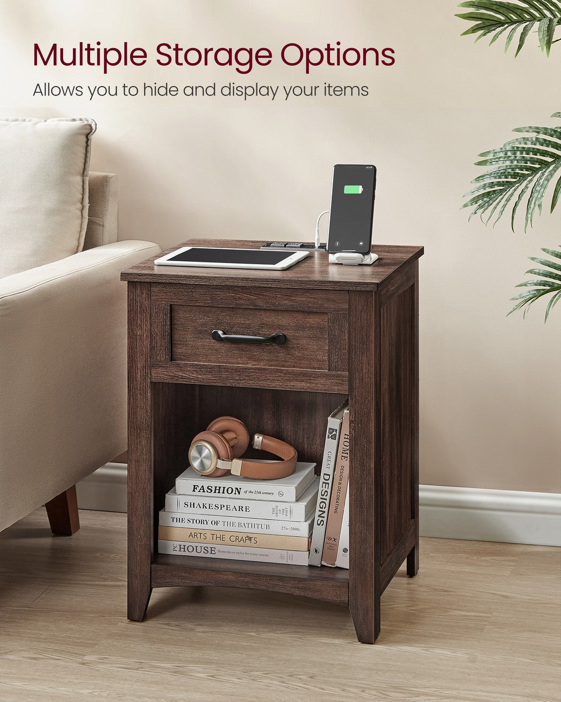 Farmhouse Nightstands with Charging Station, Set of 2 - image 13