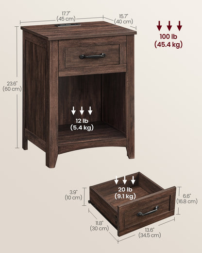 Farmhouse Nightstands with Charging Station, Set of 2 - image 15