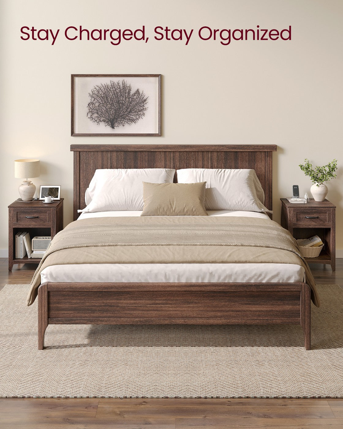 Farmhouse Nightstands with Charging Station, Set of 2 - image 17