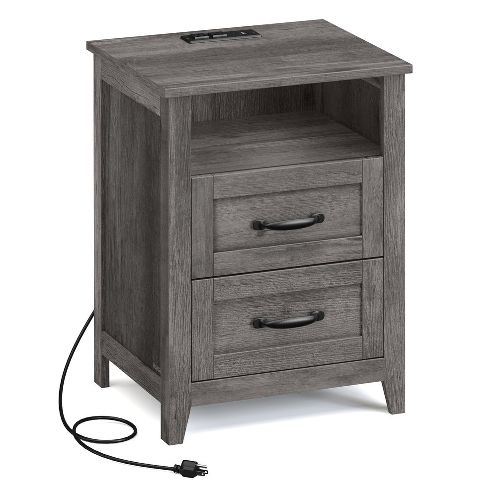 LIRY Collection - Farmhouse Nightstand with Charging Station - image 7