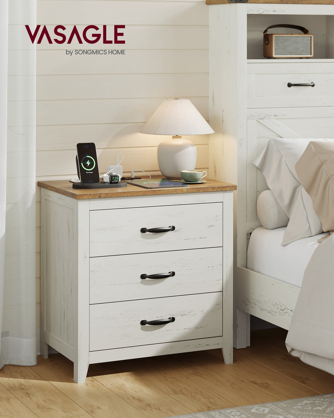 LIRY Collection - Farmhouse Nightstand with Charging Station - image 20