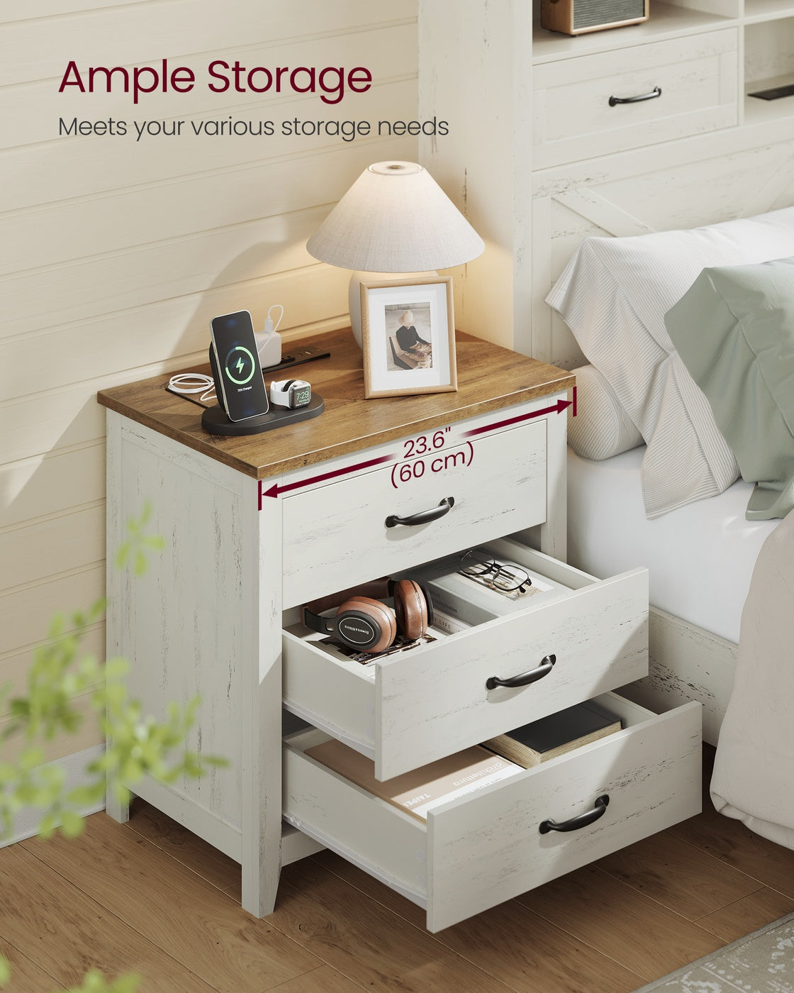 LIRY Collection - Farmhouse Nightstand with Charging Station - image 23