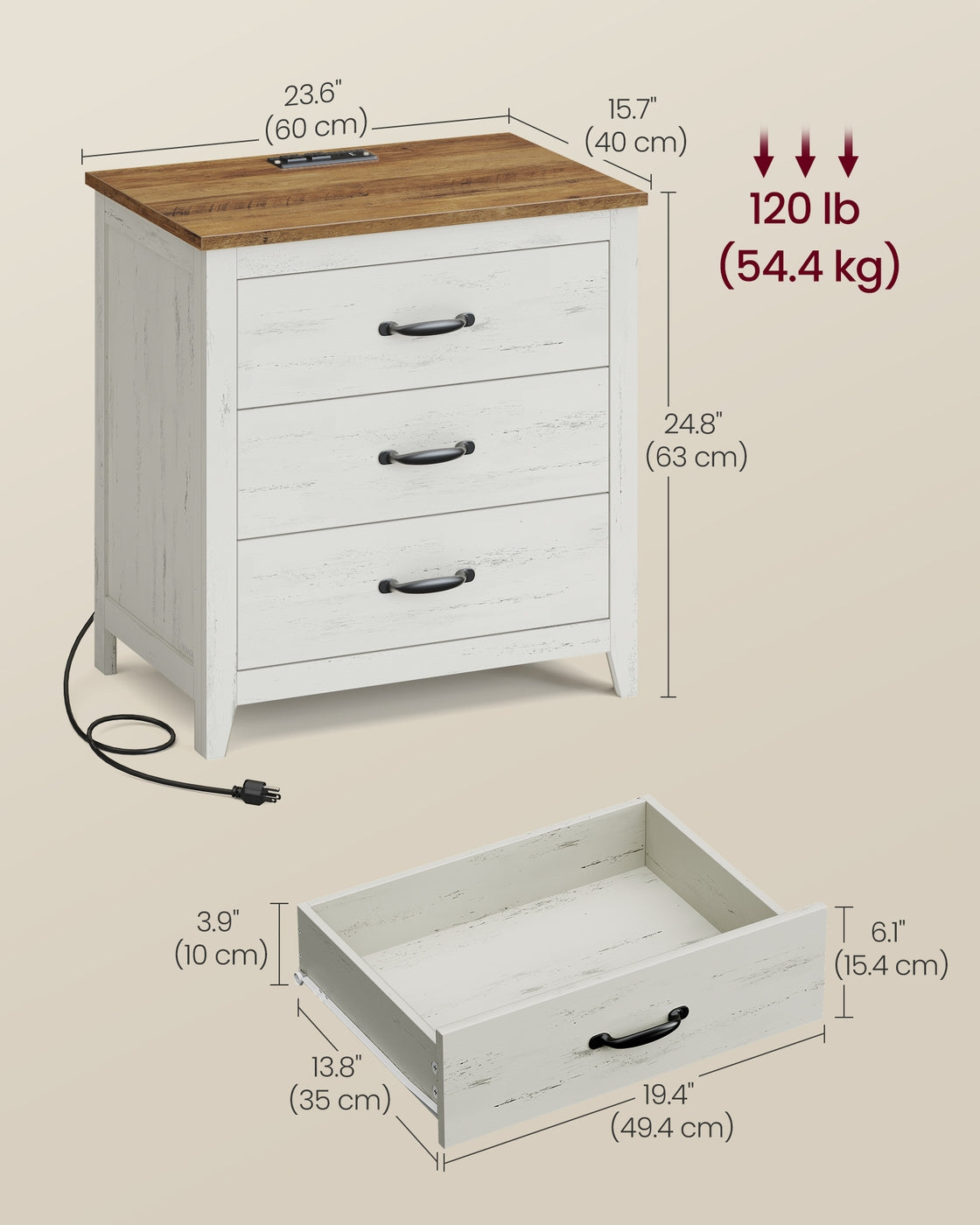 LIRY Collection - Farmhouse Nightstand with Charging Station - image 24