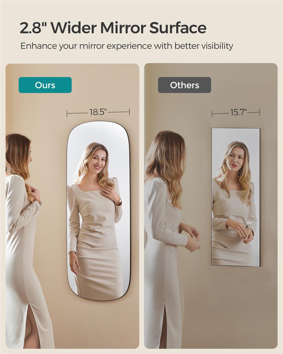 Over-the-Door Full-Length Wall Mirror, 47.2 × 18.5-Inch