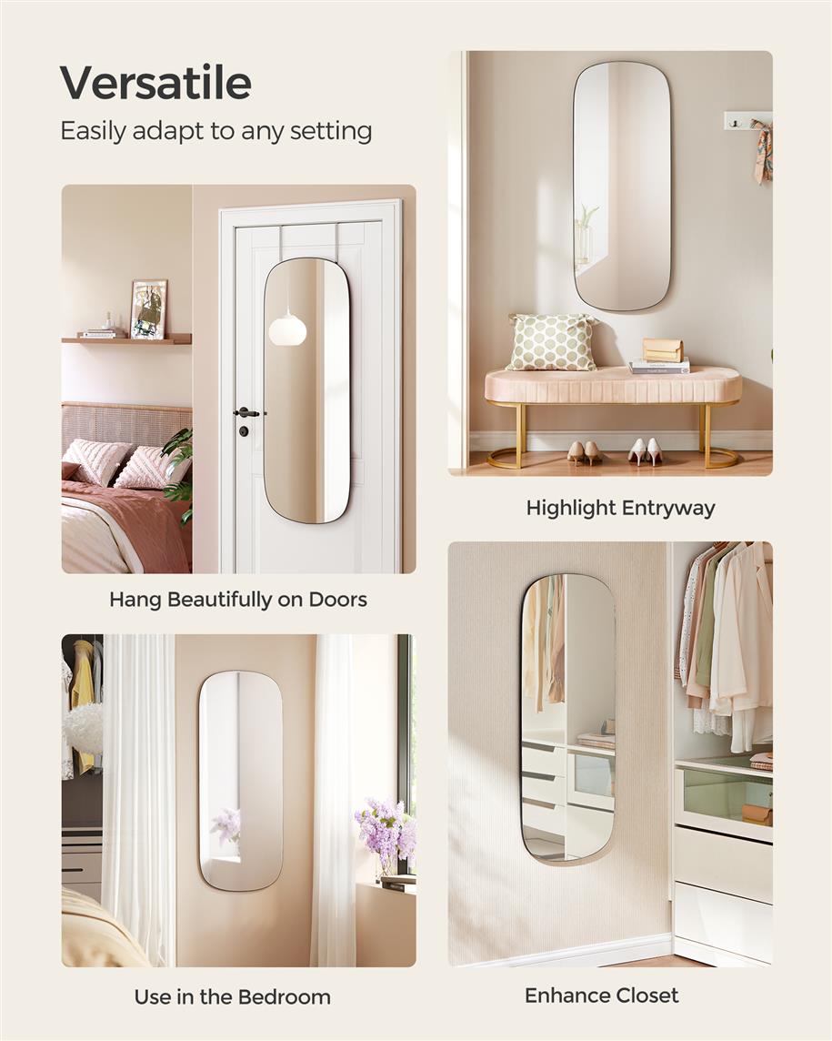 Over-the-Door Full-Length Wall Mirror, 47.2 × 18.5-Inch