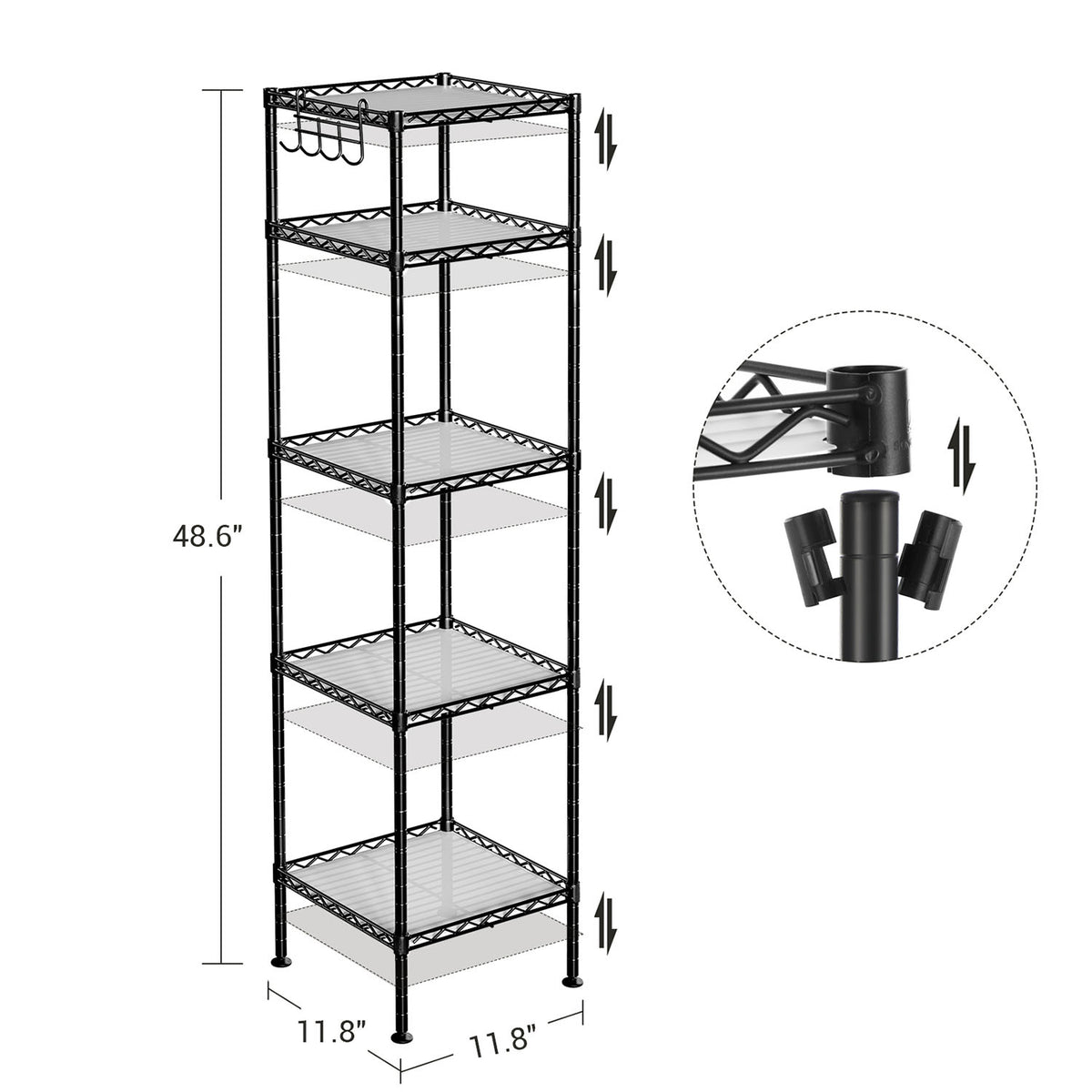 Bathroom Shelf, Storage Rack for Small Space, Total Load Capacity 220 lb