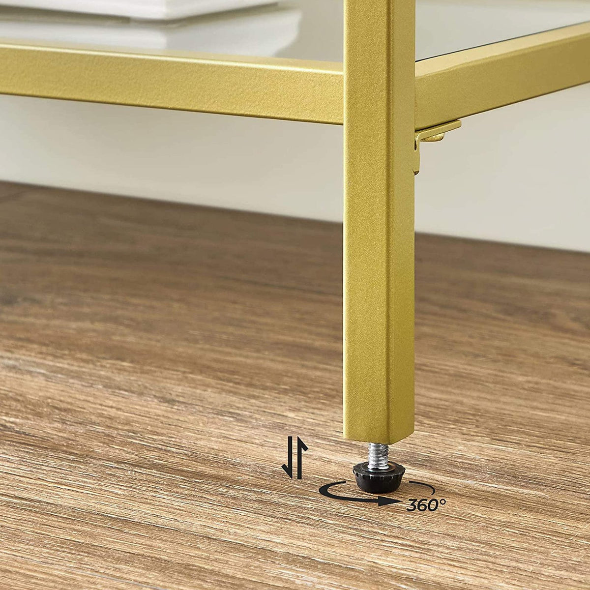 Console Sofa Table with 3 Shelves, 51.2 x 11.8 x 28.7 Inches, Metal Frame, Tempered Glass Shelf