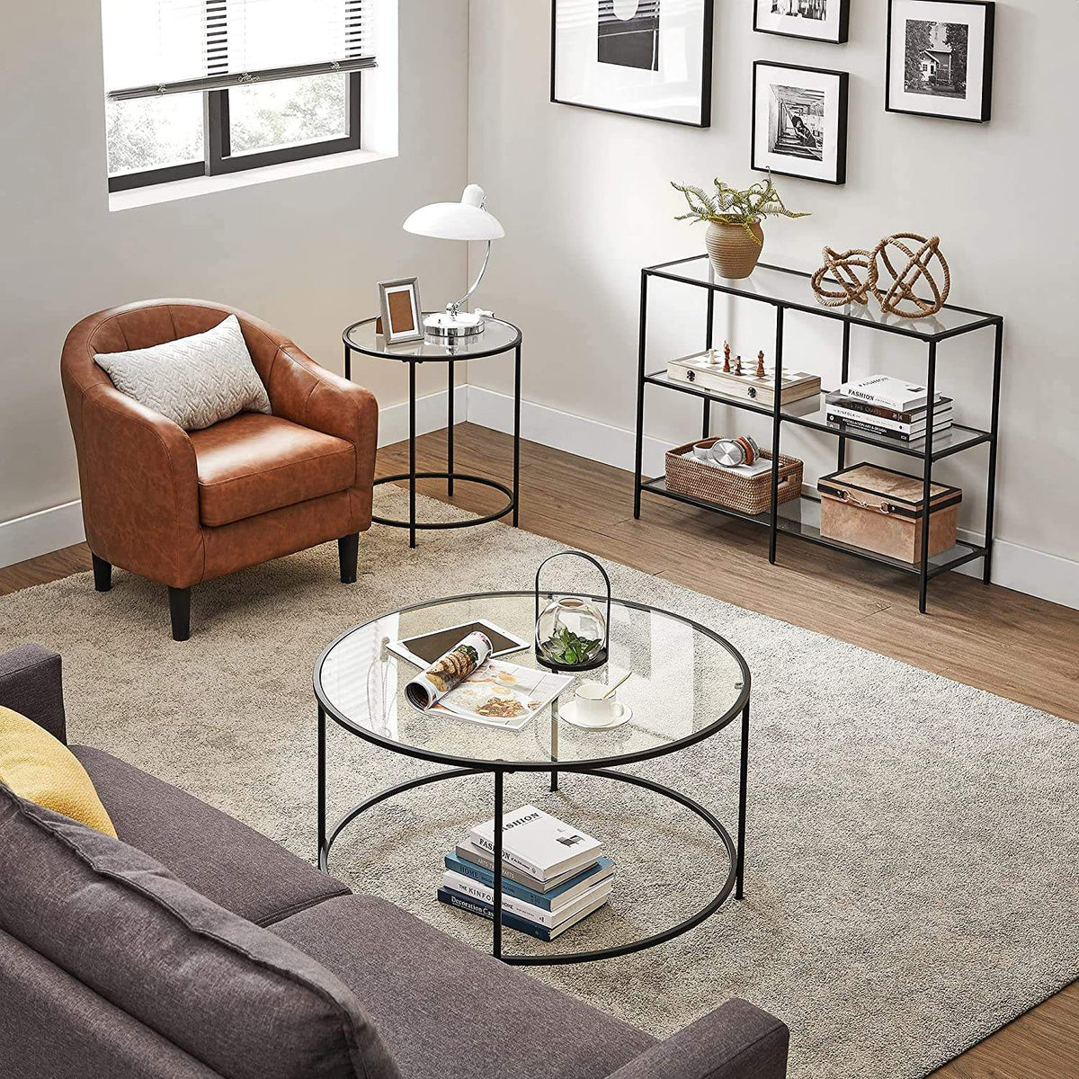 Console Table with 3 Shelves | 51.2 x 11.8 x 28.7 Inches | Metal Frame