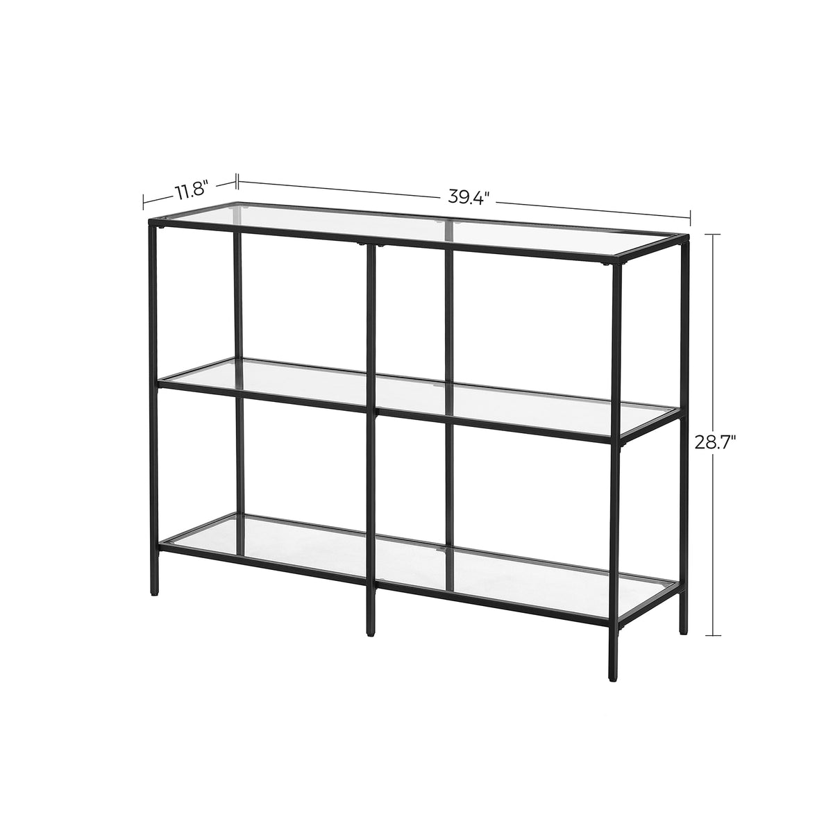 Console Table with 3 Shelves | 51.2 x 11.8 x 28.7 Inches | Metal Frame