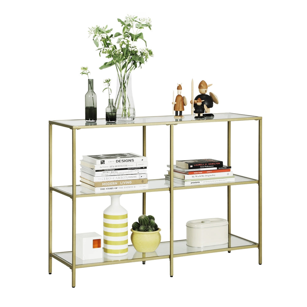 Console Table with 3 Shelves | 51.2 x 11.8 x 28.7 Inches | Metal Frame