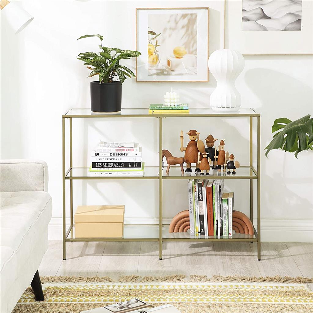 Console Table with 3 Shelves | 51.2 x 11.8 x 28.7 Inches | Metal Frame