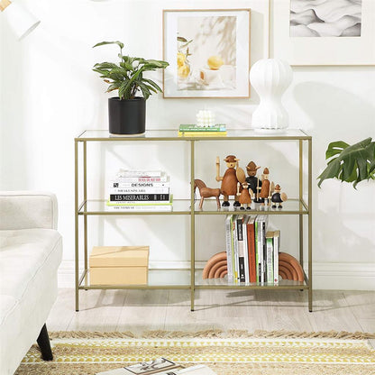 Console Table with 3 Shelves | 51.2 x 11.8 x 28.7 Inches | Metal Frame