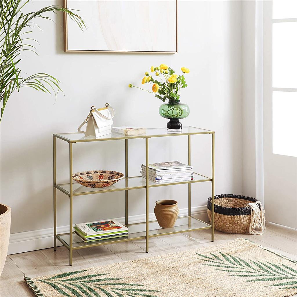 Console Table with 3 Shelves | 51.2 x 11.8 x 28.7 Inches | Metal Frame