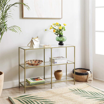 Console Table with 3 Shelves | 51.2 x 11.8 x 28.7 Inches | Metal Frame