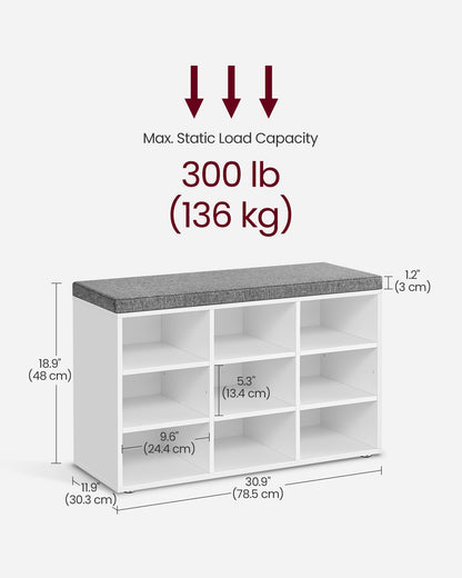 Shoe Bench with 9 Compartments