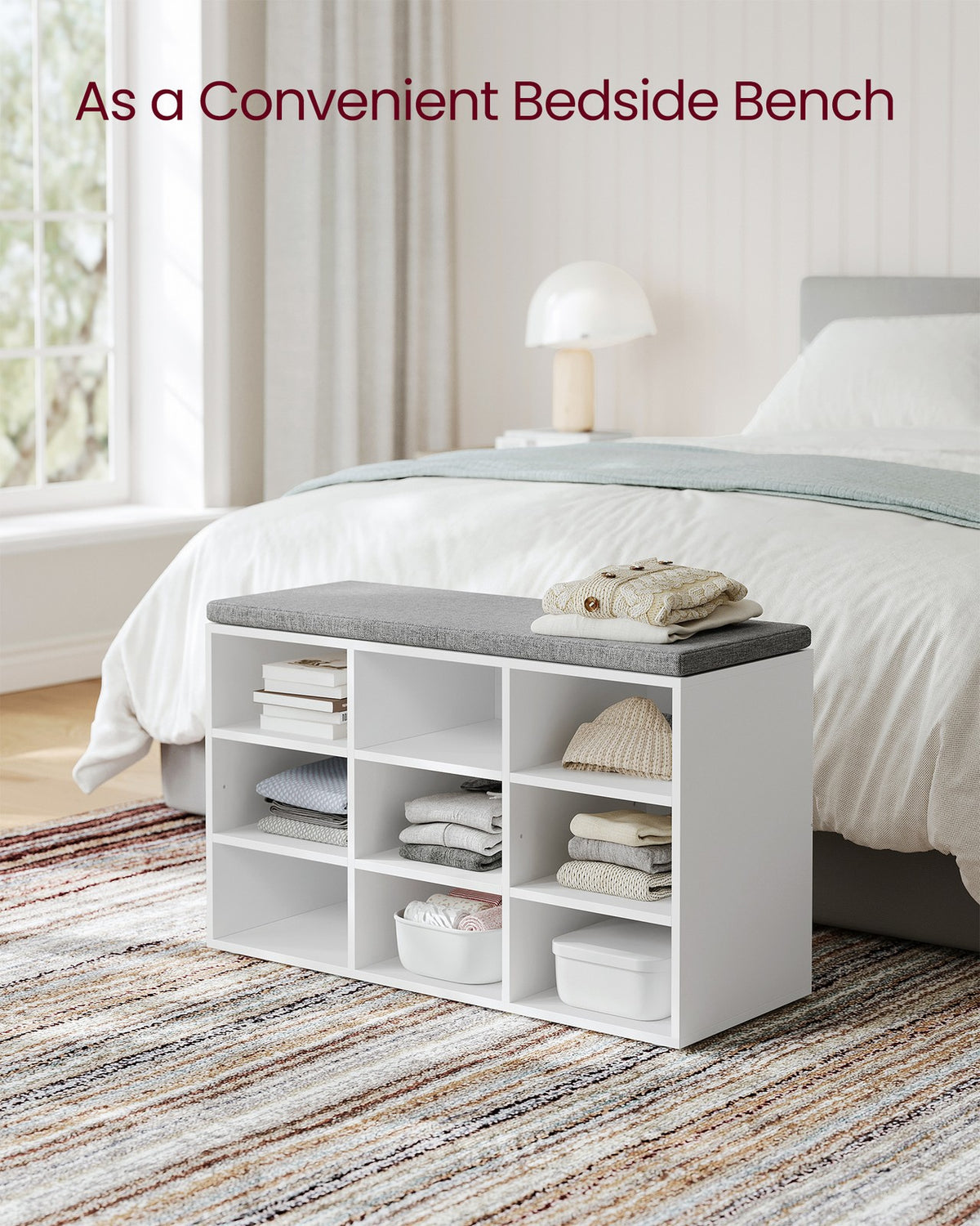 Shoe Bench with 9 Compartments
