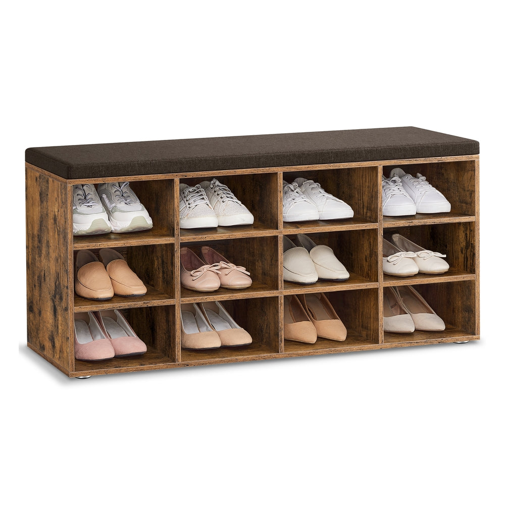 Shoe Bench with Cushion,12 Compartments - image 1