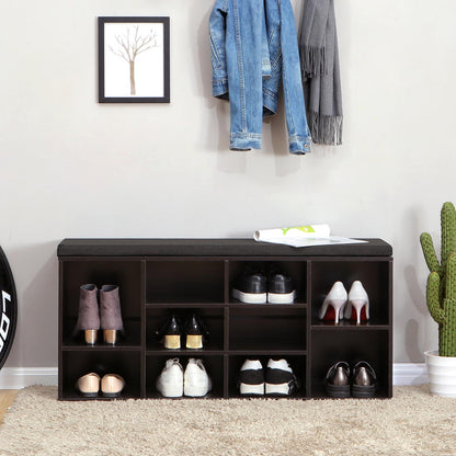 Shoe Cabinet Storage Bench with Cushion | Adjustable Shelves