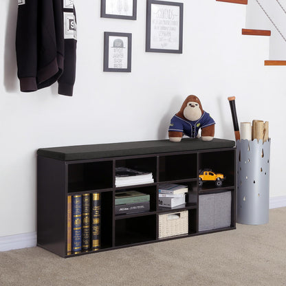Cubbie Shoe Cabinet Storage Bench with Cushion | Adjustable Shelves