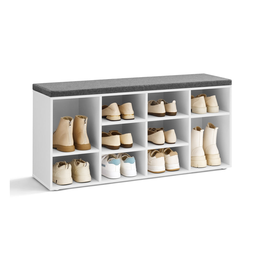 Cubbie Shoe Cabinet Storage Bench with Cushion, Adjustable Shelves, Holds up to 440lb