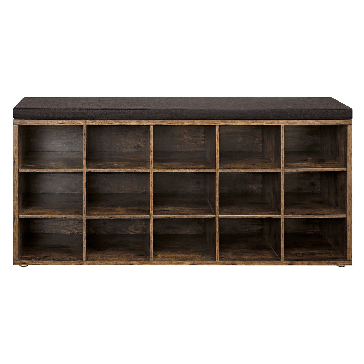 Shoe Bench with Cushion, 15-Cube Storage Bench, Holds up to 440 lb