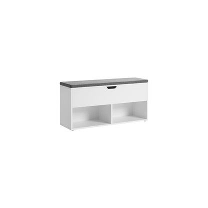 Shoe Bench, Storage Bench with 2 Open and 1 Closed Compartments, Shoe Shelf
