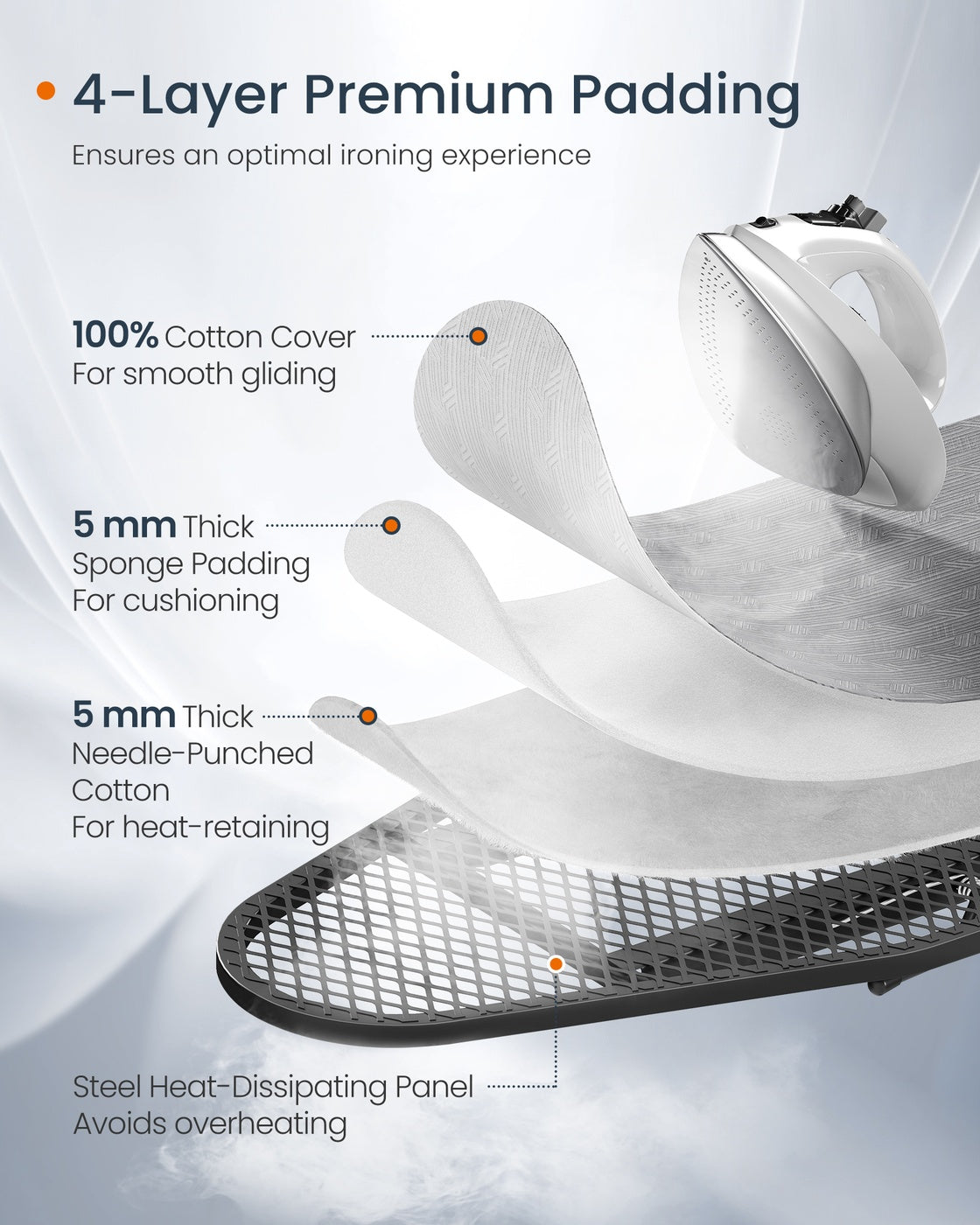 Foldable ironing board with heat resistant cover - image 5