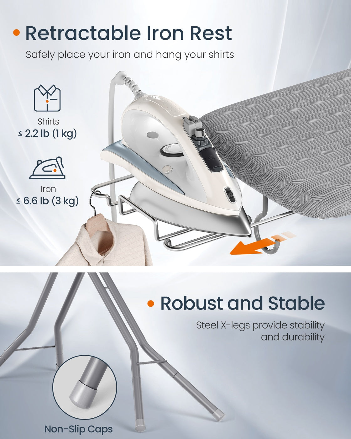 Foldable ironing board with heat resistant cover - image 6