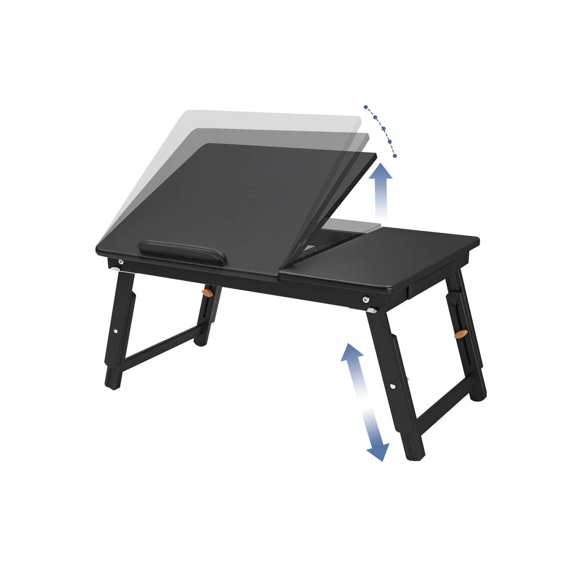 Multi Function Lapdesk Table Bed Tray Foldable Adjustable Breakfast Table Tilting Top with Storage Drawer Bamboo Wood Natural