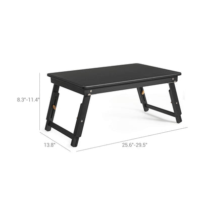 Multi Function Lapdesk Table Bed Tray Foldable Adjustable Breakfast Table Tilting Top with Storage Drawer Bamboo Wood Natural