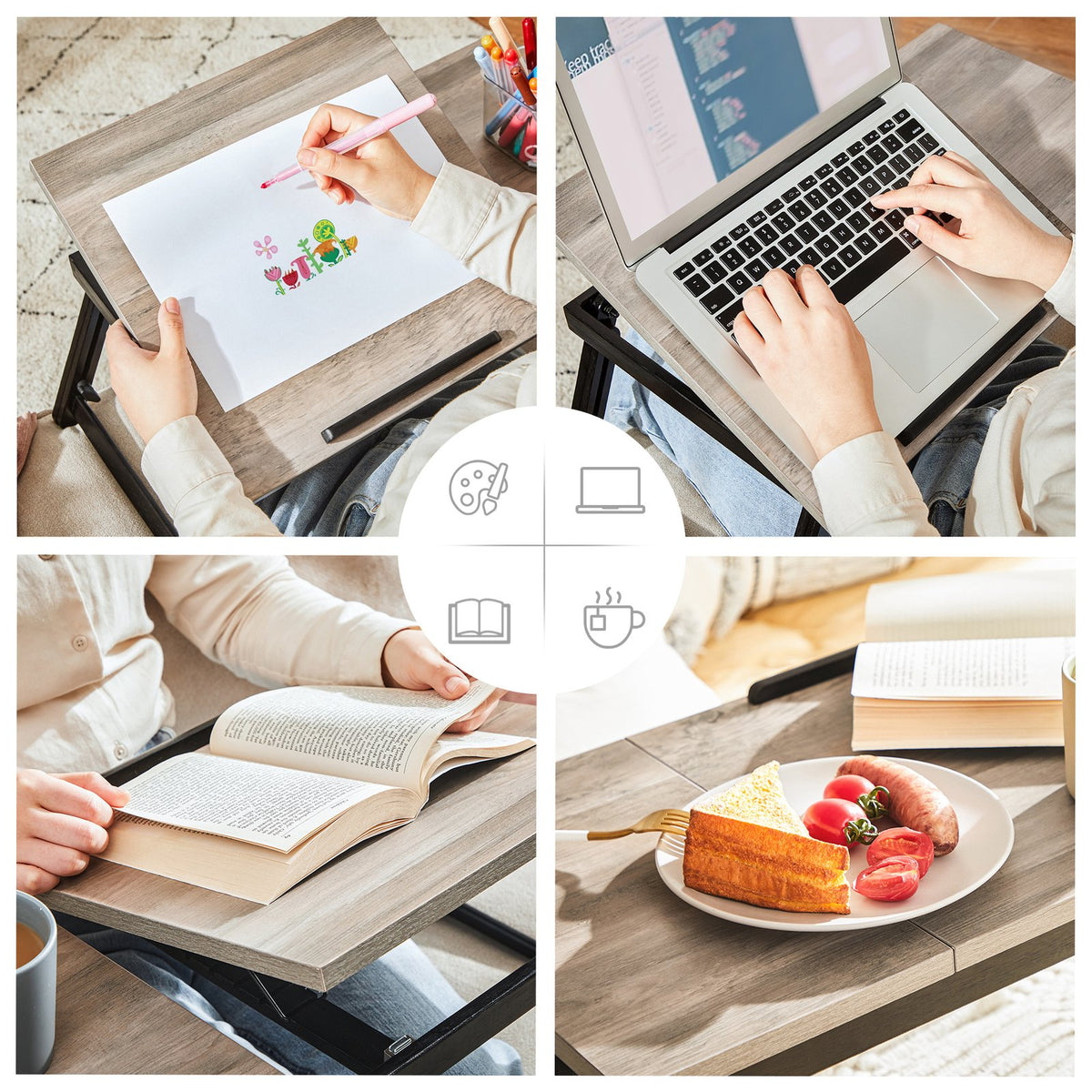 Laptop Desk for Bed or Sofa with Adjustable Tilting Top