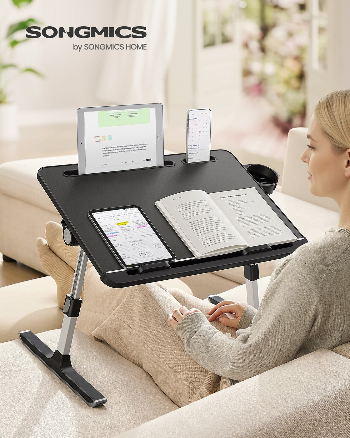 Foldable bed laptop desk with adjustable tilt and cup holder - image 2