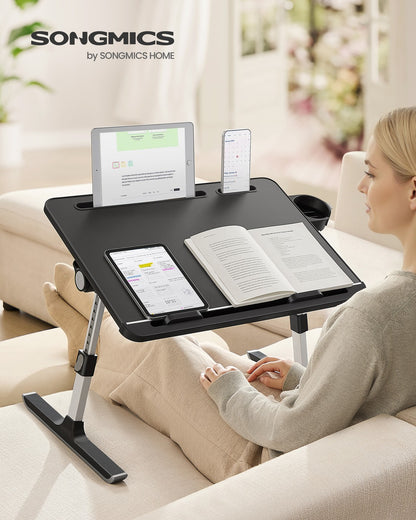 Foldable bed laptop desk with adjustable tilt and cup holder - image 2