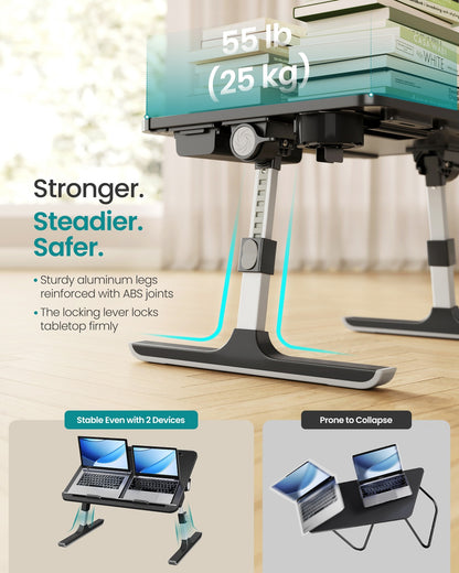 Foldable bed laptop desk with adjustable tilt and cup holder - image 3