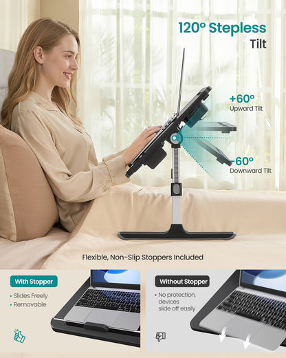 Foldable bed laptop desk with adjustable tilt and cup holder - image 4