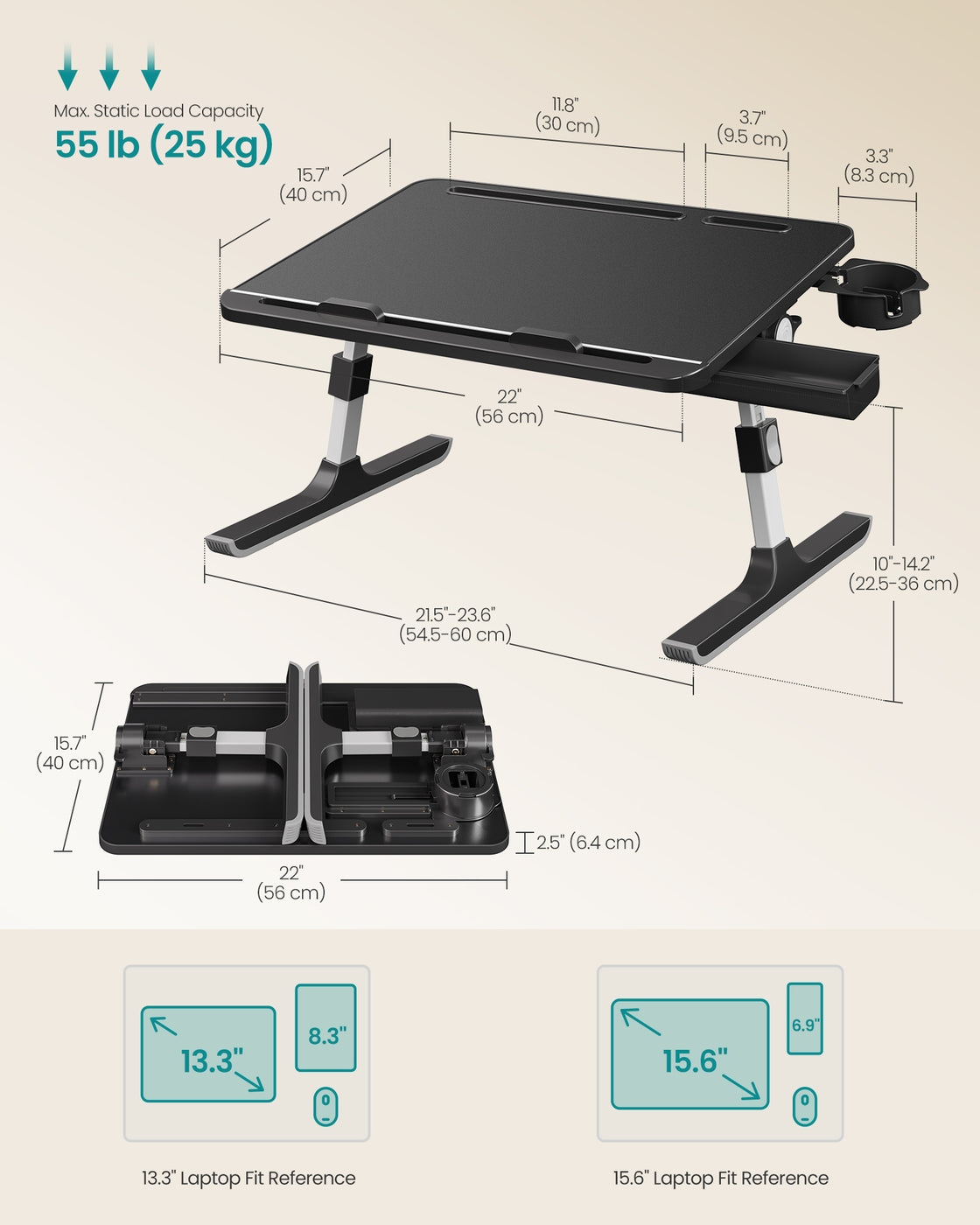Foldable bed laptop desk with adjustable tilt and cup holder - image 7