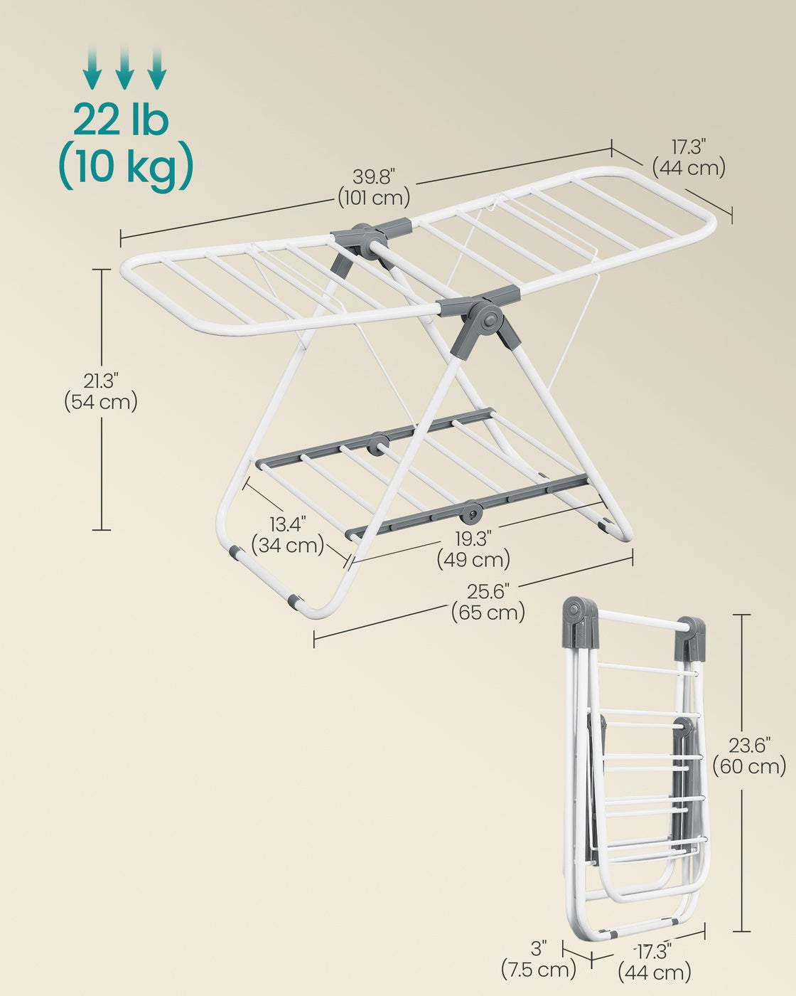 Small Foldable 2-Level Clothes Drying Rack