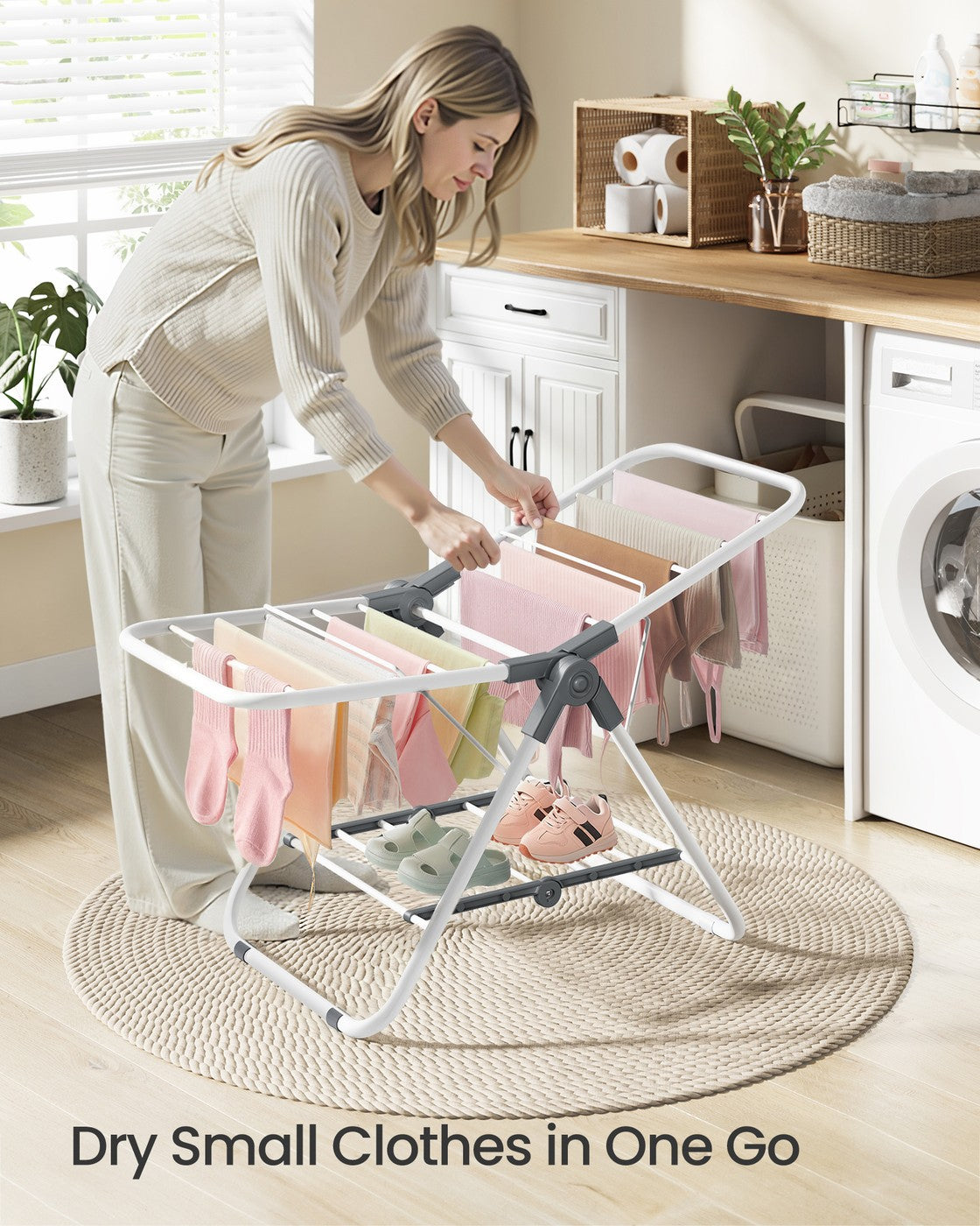 Small Foldable 2-Level Clothes Drying Rack
