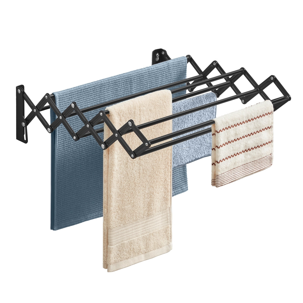 Wall-Mounted Expandable Steel Clothes Drying Rack with 9 Hanging Rods