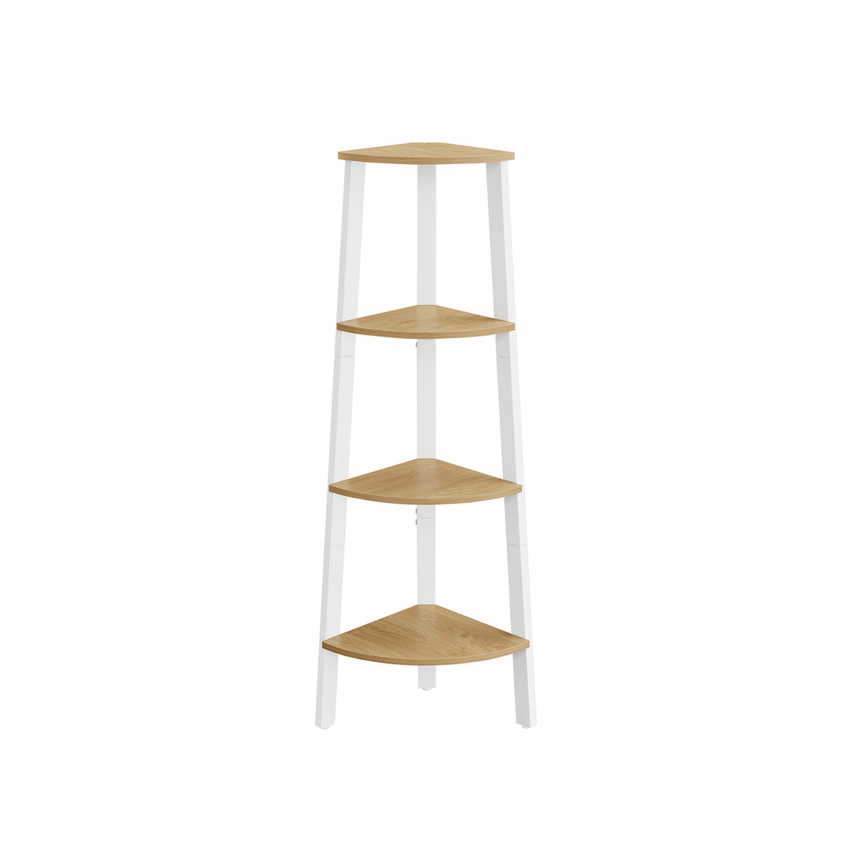 HWLEXTRA Corner Shelf, 4-Tier Bookcase, Storage Rack, Plant Stand for Home Office, Industrial Accent Furniture with Steel Frame, Greige and Black