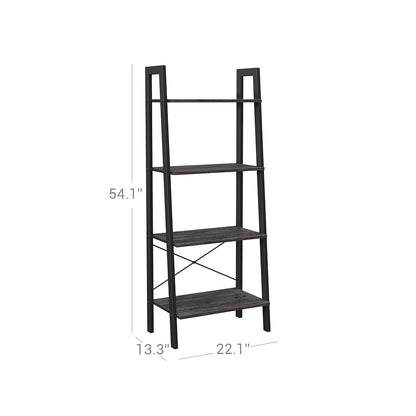 Ladder Shelf, 4-Tier Bookshelf, Free Standing Storage Shelves