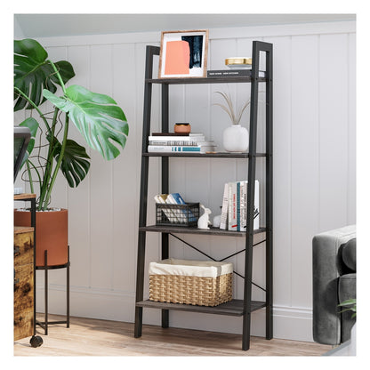 Ladder Shelf, 4-Tier Bookshelf, Free Standing Storage Shelves