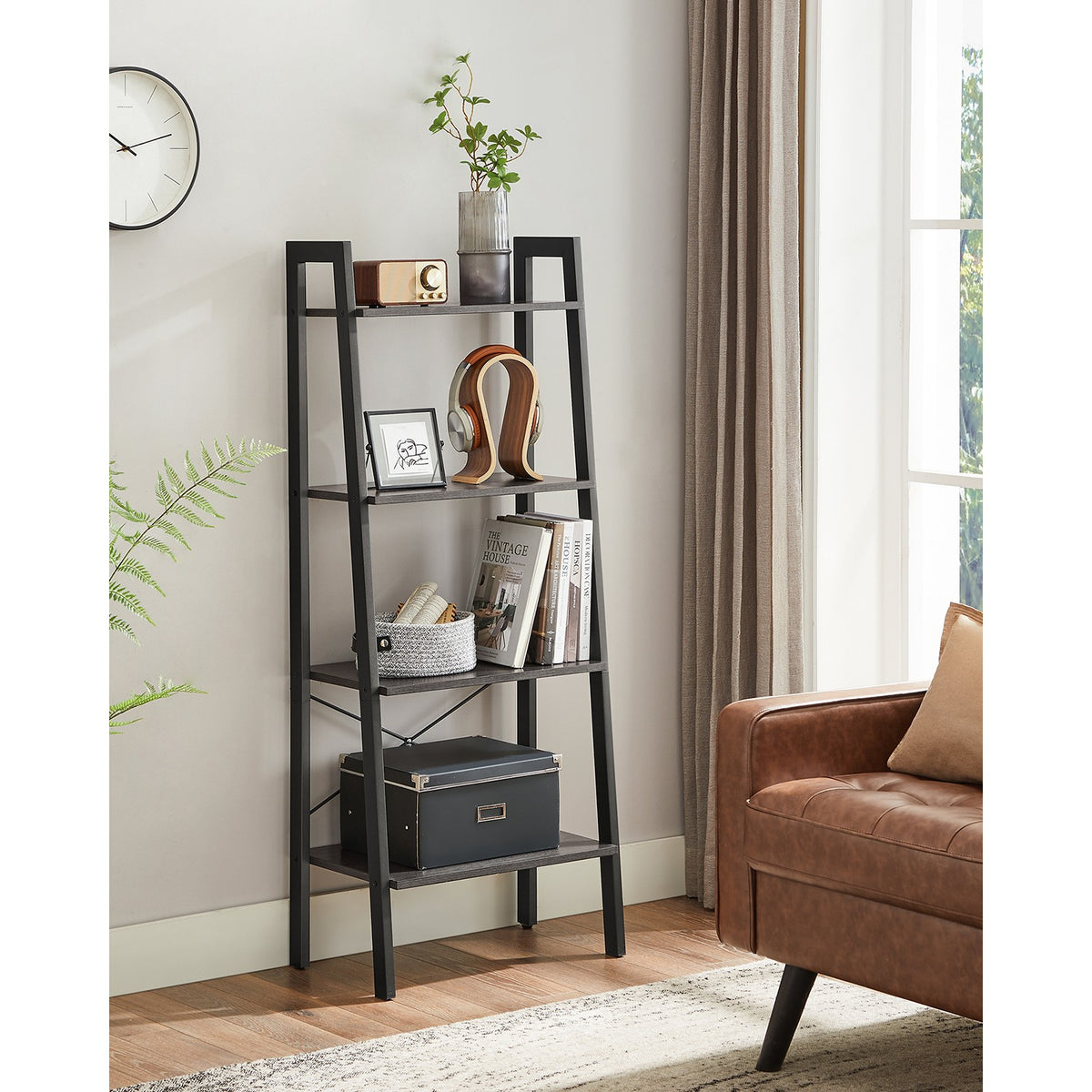 Ladder Shelf, 4-Tier Bookshelf, Storage Rack Shelves