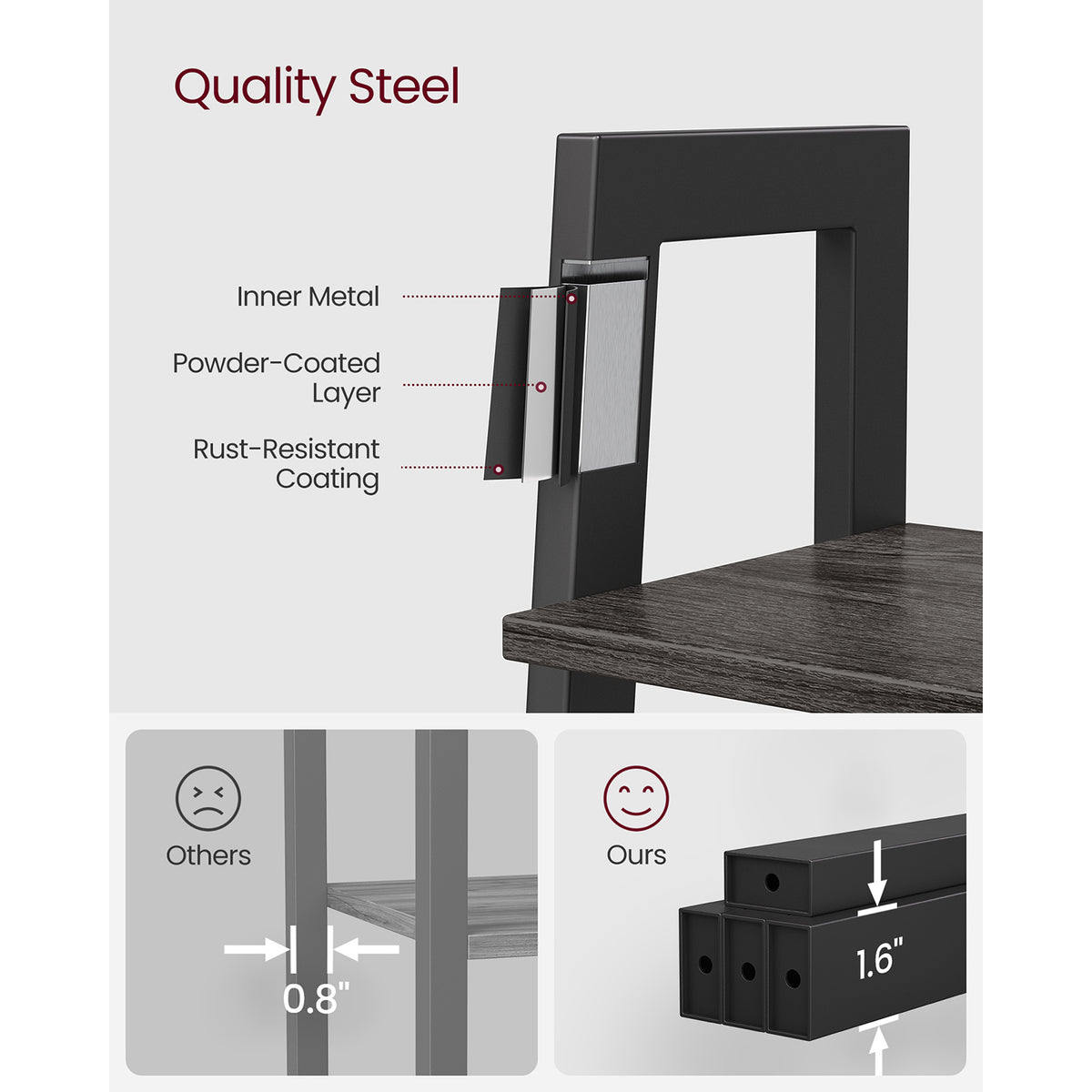 Ladder Shelf, 4-Tier Bookshelf, Storage Rack Shelves