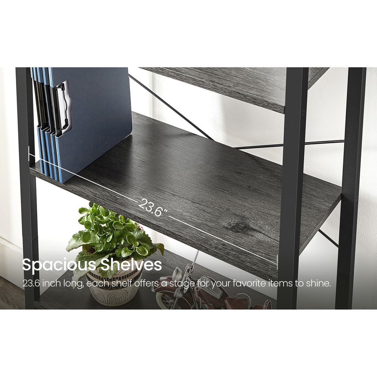 Bookshelf, 4-Tier Bookcase, Living Room Standing Unit Shelf