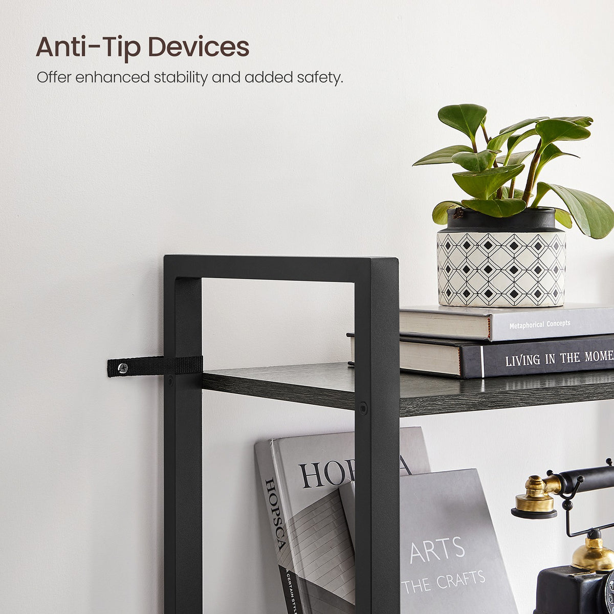 Bookshelf, 4-Tier Bookcase, Living Room Standing Unit Shelf