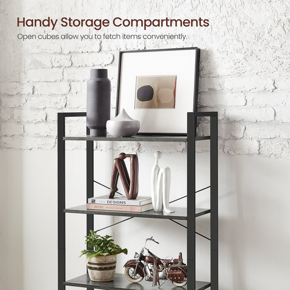 Bookshelf, 4-Tier Bookcase, Living Room Standing Unit Shelf