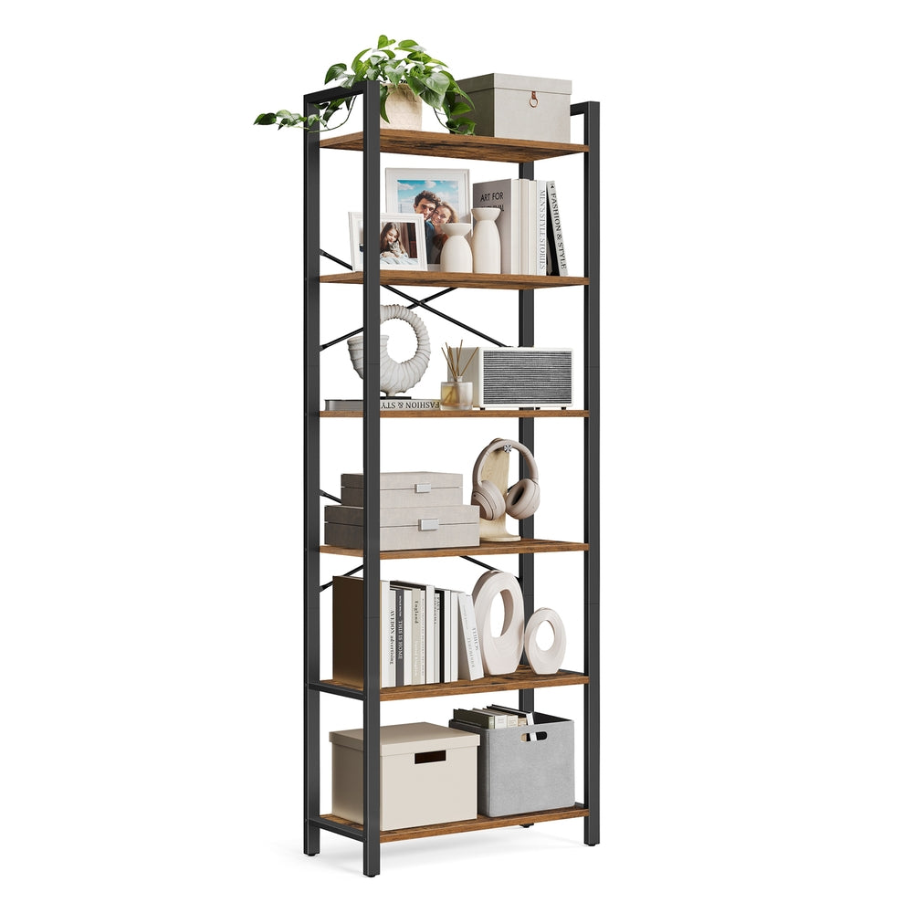 Storage Rack with Steel Frame | 6-Tier Bookshelf | Home Office Bookcase