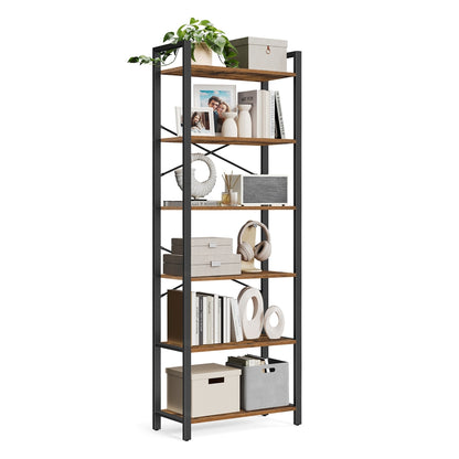 Storage Rack with Steel Frame | 6-Tier Bookshelf | Home Office Bookcase
