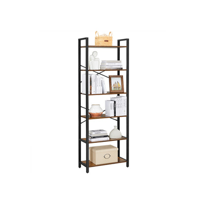 Storage Rack with Steel Frame | 6-Tier Bookshelf | Home Office Bookcase